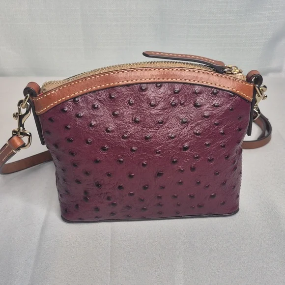 Dooney & Bourke Plum/Burgundy Ostrich-Embossed Crossbody Bag - Picture 6 of 17